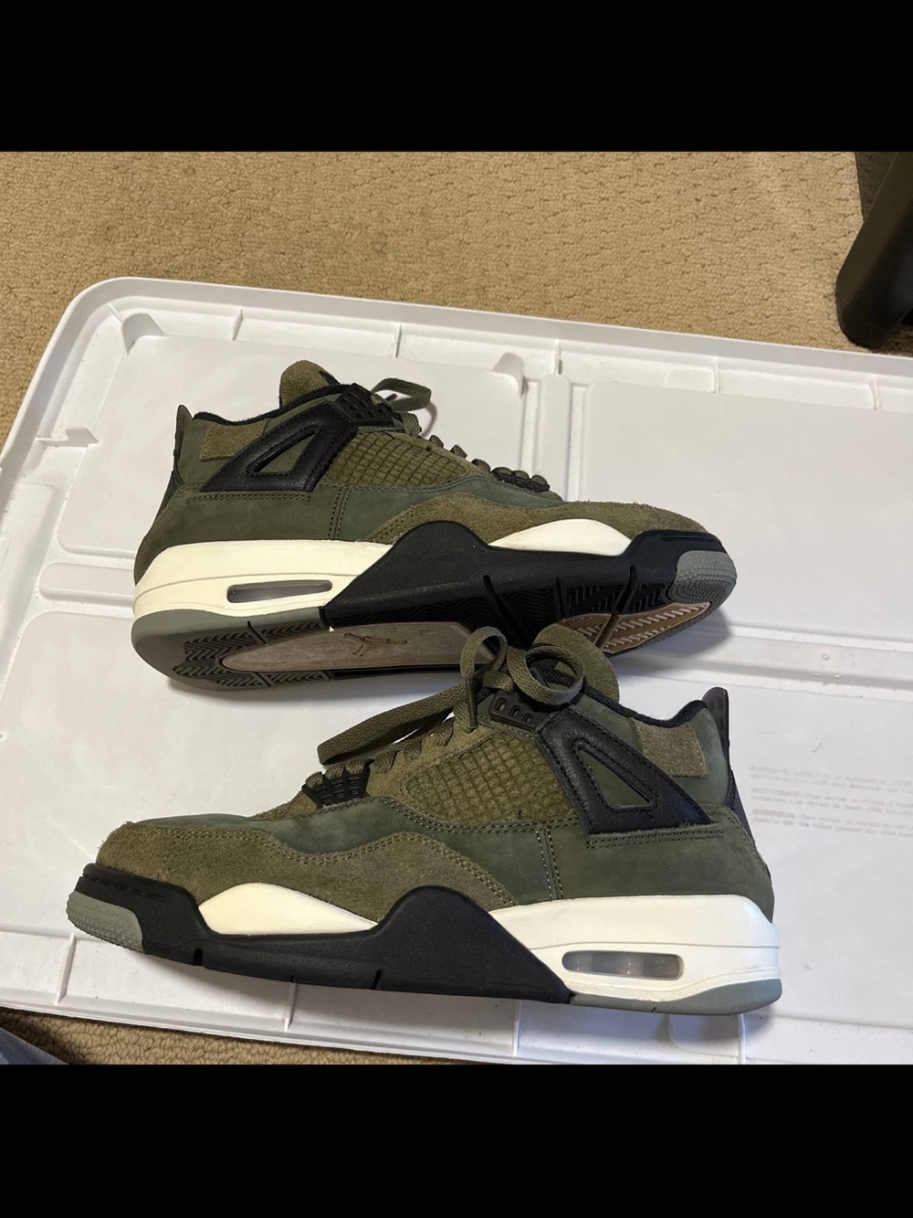 Nike Air Jordan 4 Retro SE Craft Shoes Men's 9 Medium Olive/Pale Vanilla